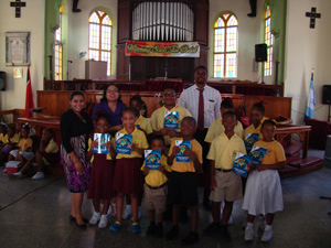Students of Moulton Hall Methodist Primary School with their Kids Activity Books