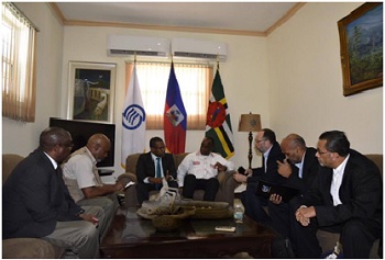 Dr. David Farrell, Principal of the Caribbean Institute for Meteorology and Hydrology (CIMH); Brigadier General (Ret’d) Earl Arthurs, Emergency Operations Specialist, CDEMA; Mr. Ronald Jackson, Executive Director of CDEMA; Prime Minister of Dominica, Hon. Roosevelt Skerrit; Ambassador Irwin LaRoque, Secretary General of CARICOM; Mr. Cecil Shillingford, Dominica's Advisor on Disaster Management and Mr. Neville Bissember, Advisor, Office of the Secretary-General, CARICOM Secretariat.