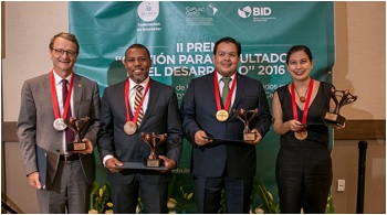 In the photo from L-R is Dr. Frederic Martin, Co-President of IDEA and Mr. Ronald Jackson, Executive Director of CDEMA with other awardees