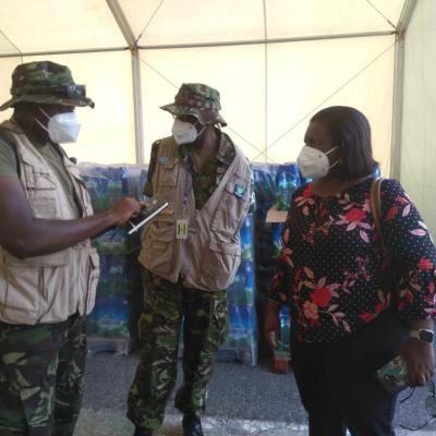 Director Of Nemo Michelle Forbes With Members Of The Cdru At The Arnos Vale Logistics Hub In Svg