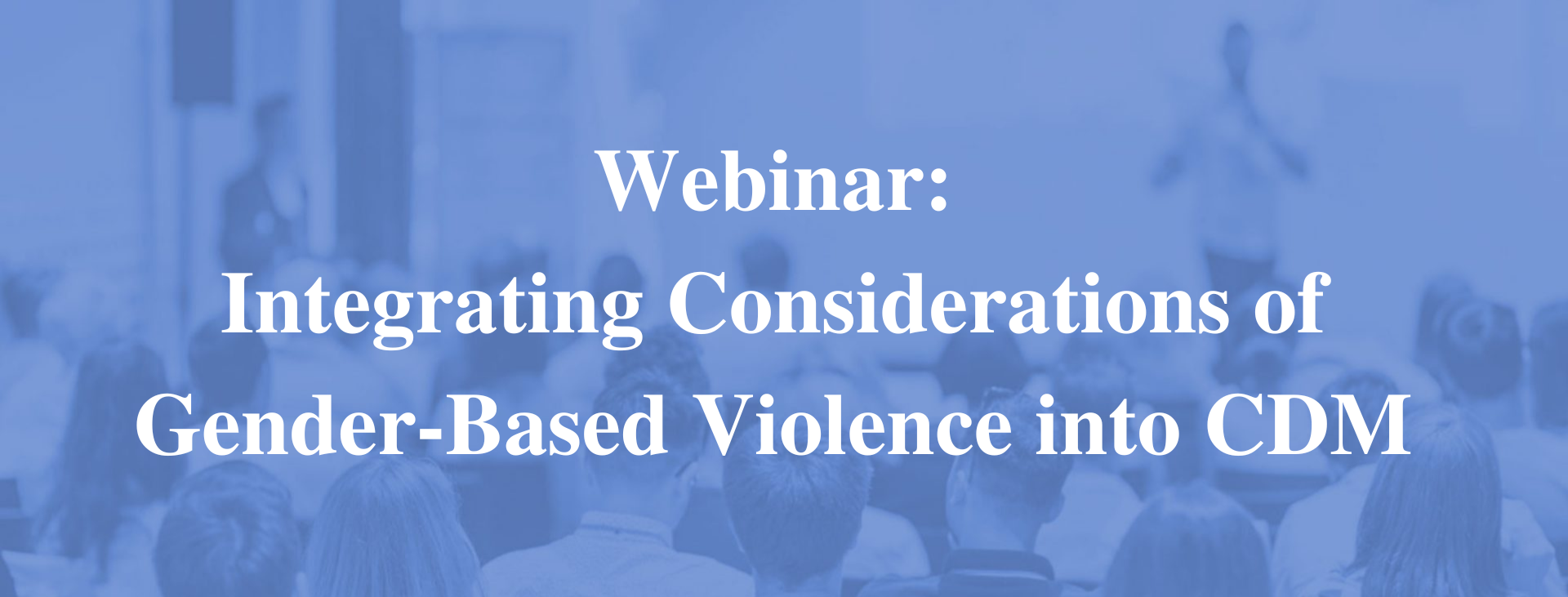 Webinar on Integrating Considerations of Gender-Based Violence into CDM