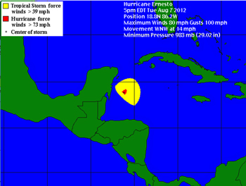 Hurricane Ernesto Tropical Force Wind