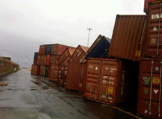 Containers blown down by Tropical Storm Ernesto